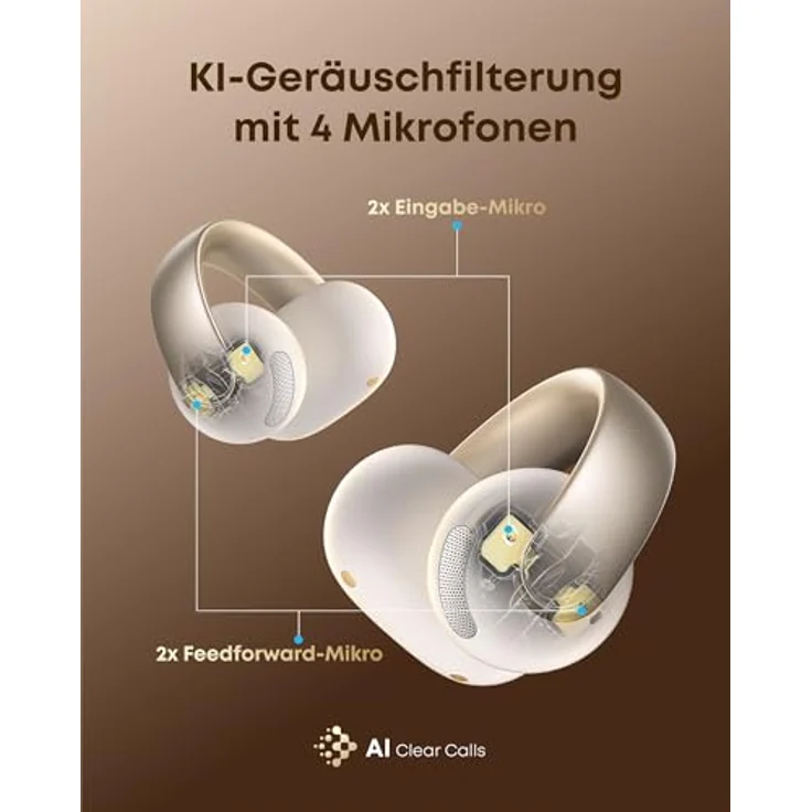 soundcore AeroClip by Anker, Open-Ear Kopfhörer, Bluetooth Earbuds, 12mm Treiber, Hi-Res, Open-Ring Design, titan (farbige Variante) – Bild 3