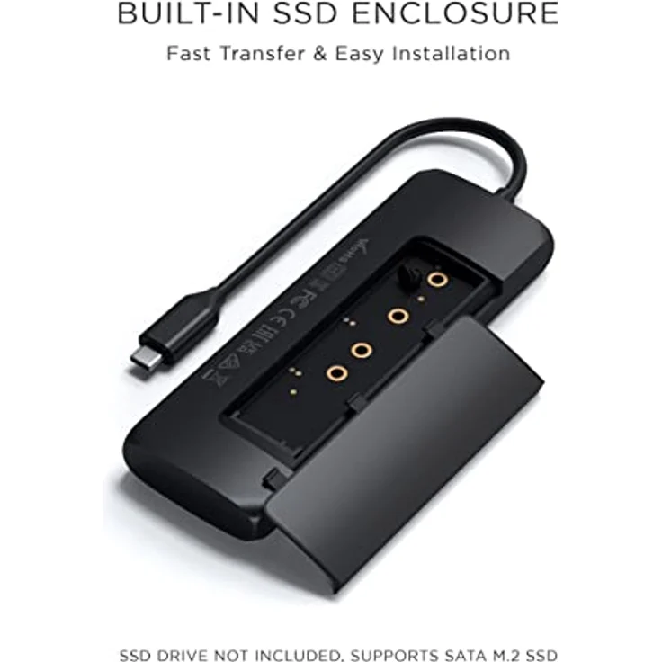 Satechi USB-C Hybrid Multiport Adapter mit 4K HDMI, 2 x USB-A 3.1, USB-C PD und SSD-Steckplatz, schwarz – Bild 2