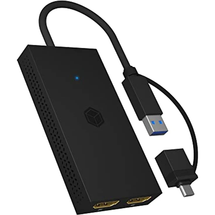 ICY BOX USB zu Dual HDMI Splitter (2K 60Hz / 4K 30Hz), USB-A & USB-C zu 2X HDMI, Unterstützt Windows, MacOS & ChromeOS, IB-SPL1029AC – Bild 1