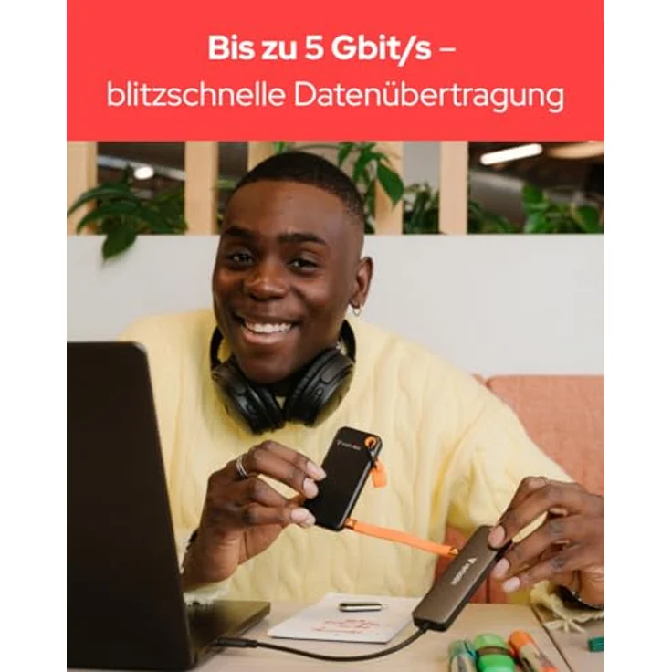 Verbatim 32158 USB-Hub, 5 GBit/s, grau, mit HDMI und 4K Videoausgabe, 2x USB 3.2, USB-C und SD/microSD Steckplätzen – Bild 5