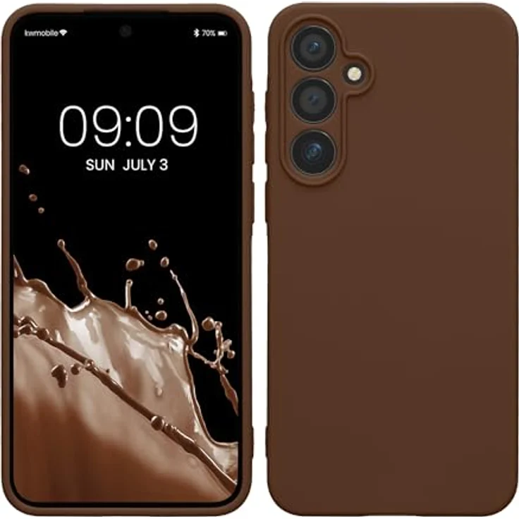 kwmobile Handyhülle für Samsung Galaxy A55 5G - weiches Silikon Case in Chocolate mit rutschfestem Design und präzisen Ausschnitten für Kameralinsen – Bild 1