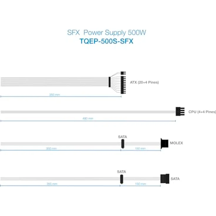 TooQ TQEP-500S-SFX- Netzteil (500W, ATX 12V V1.3) silberfarben – Bild 6