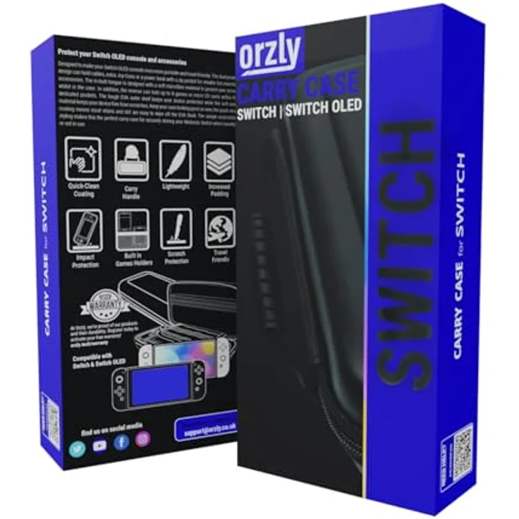 Orzly Tragetasche für Nintendo Switch und New Switch OLED, harte Reisetasche in Blau mit Schutz, Innentaschen für Zubehör und Spiele – Bild 3