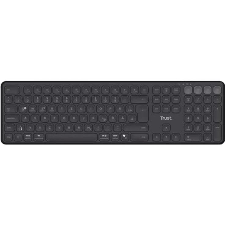 Trust Vaiya Kabellose Multigerätetastatur, Schwarz, 2,4 GHz & 3x Bluetooth, Scherentasten, 6 Monate Akkulaufzeit, Multi-OS-Unterstützung – Bild 3