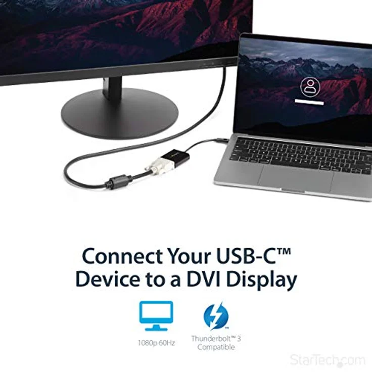 StarTech.com USB-C auf DVI Adapter - USB Type-C DVI Konverter für MacBook, ChromeBook Pixel oder andere USB-C Geräte mit DP über USB C – Bild 2