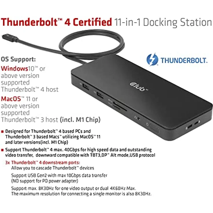 Club 3D CSV-1581 Thunderbolt™ 4 Zertifizierte 11-in-1-Docking-Station – Bild 3