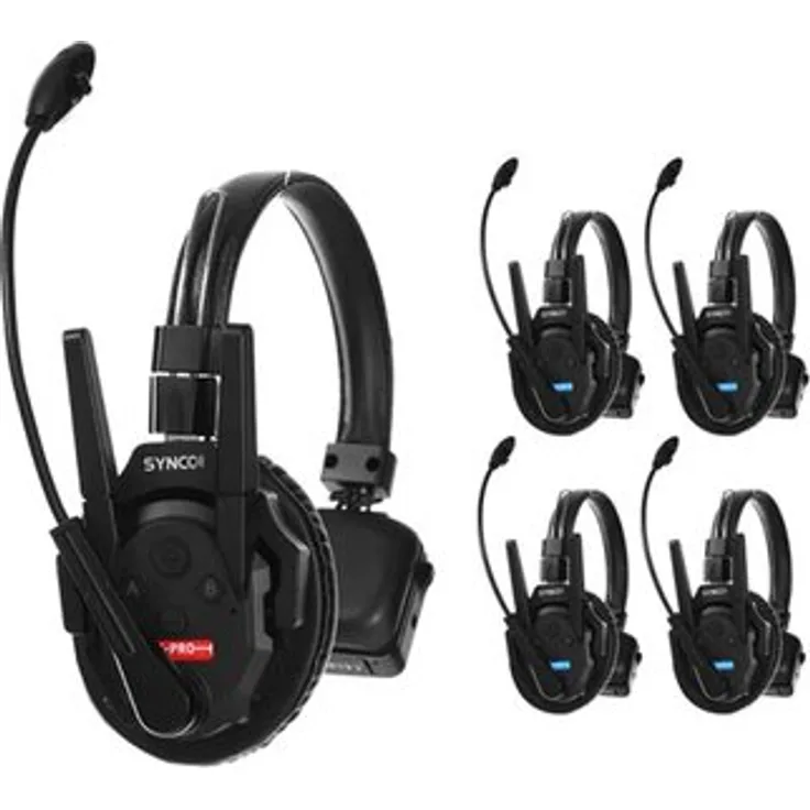 SYNCO Xtalk XPro 5, Wireless Intercom System mit 500m Reichweite und AEC-Technologie, 5 Headsets