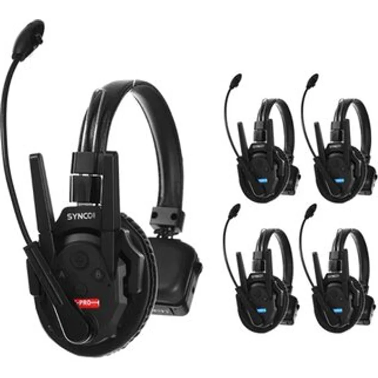 SYNCO Xtalk XPro 5, Wireless Intercom System mit 500m Reichweite und AEC-Technologie, 5 Headsets