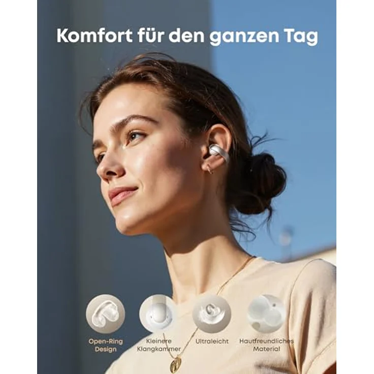 soundcore AeroClip by Anker, Open-Ear Kopfhörer, Bluetooth Earbuds, 12mm Treiber, Hi-Res, Open-Ring Design, titan (farbige Variante) – Bild 2