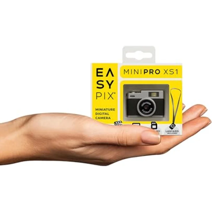 Easypix MiniPro XS1, Digitalkamera 2 Megapixel im Retro-Look, Full HD Video, Schwarz/Silber, mit integriertem Blitz und Akku – Bild 6