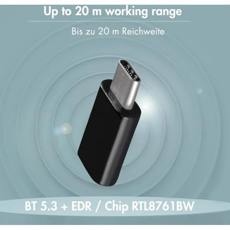 LogiLink USB-C (Gen1) Bluetooth 5.3 Adapter, schwarz, kompakt, USB-C Stecker, bis zu 20 m Reichweite, für Windows 7/8/10/11 – Bild 6