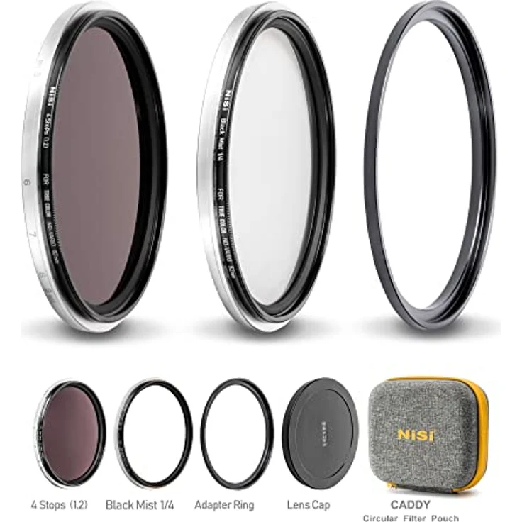 NiSi 77mm Swift Add on Kit - ND16 (1,2) 4 Blenden Neutral-Graufilter + Black Mist 1/4 Diffusion Effektfilter + 77 mm Adapterring – Bild 2