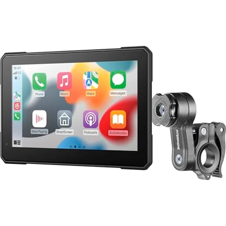 Interphone SYNC70 ESSENTIAL SMART DISPLAY, 7" Fahrzeugnavigation mit CarPlay/Android Auto, IP66-wasserdicht, 256 GB Speicher