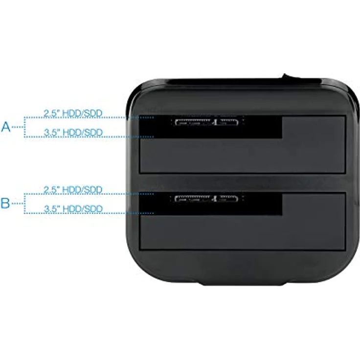 TooQ TQDS-802B - Dockingstation Anschlussbasis mit doppeltem SATA Schacht für 2,5 und 3,5 Zoll Laufwerke, USB 3.0 und USB 2.0-HOST, Offline CLONE Funktion, Farbe Schwarz – Bild 5