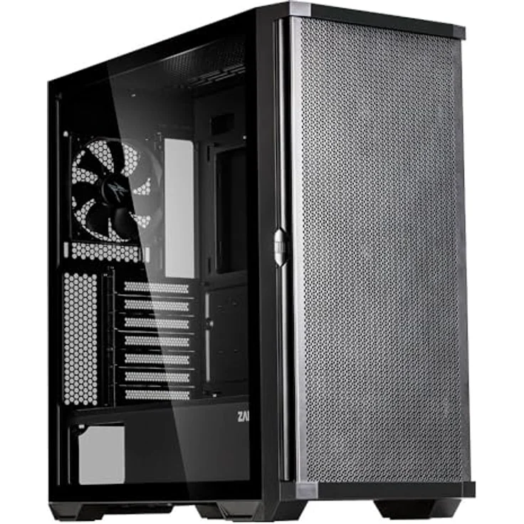 ZALMAN Z10 Midi Tower PC-Gehäuse, Schwarz, ATX/Mini-ATX/Mini-ITX, mit gehärtetem Glas, 3x 140mm Lüfter für Gaming – Bild 1