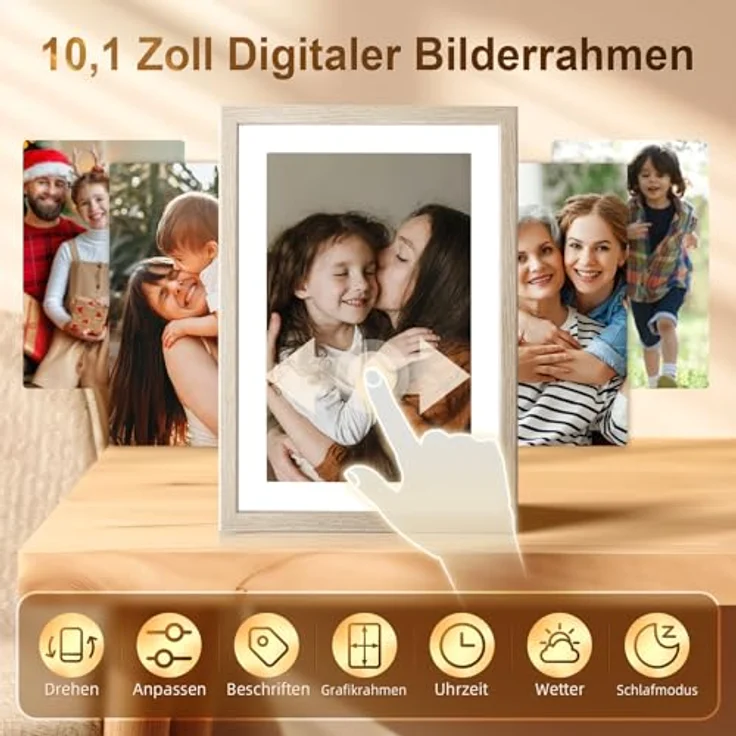 Rollei Smart Frame WiFi 108, 10,1 Zoll Digitaler Bilderrahmen mit 1280x800 IPS Touchscreen, 32GB Speicher, Holzoptik Fichte – Bild 2