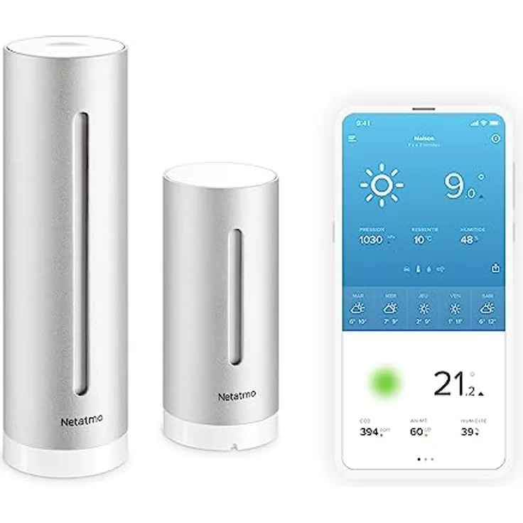 Netatmo Smarte Wetterstation - WLAN, Funk, Innen- und Außensensor, Wettervorhersage, Amazon Alexa & Apple HomeKit, Hygrometer, Luftqualität, NWS01-EC, Schwarz