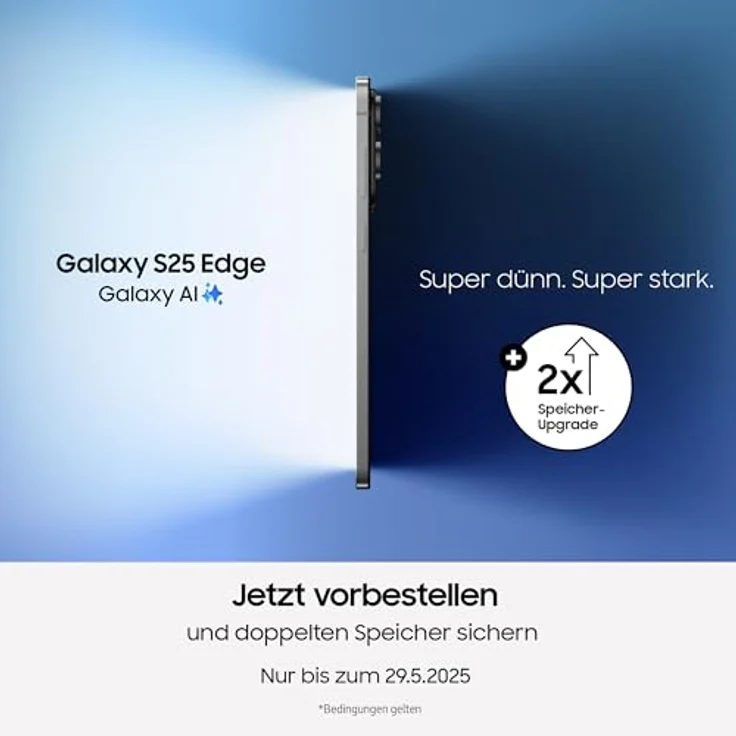 Samsung Galaxy S25 Edge AI Smartphone, 200 MP Kamera, 12 GB RAM, 256 GB Speicher, Titanium JetBlack, ohne Vertrag – Bild 2