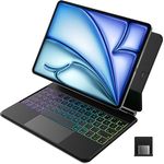 Inateck NEO Magic Tastatur Hülle für iPad Air 6 11-Zoll 2024, iPad Air 5/4, iPad Pro 11''(4/3/2/1), Magic Keyboard mit Smart Connector, 3-Zonen Beleuchtung, Freischwebendes Ständer, QWERTZ, KB19117 - 3-Zonen Hintergrundbeleuchtung, Touchpad, kein Aufladen erforderlich - Schwarz