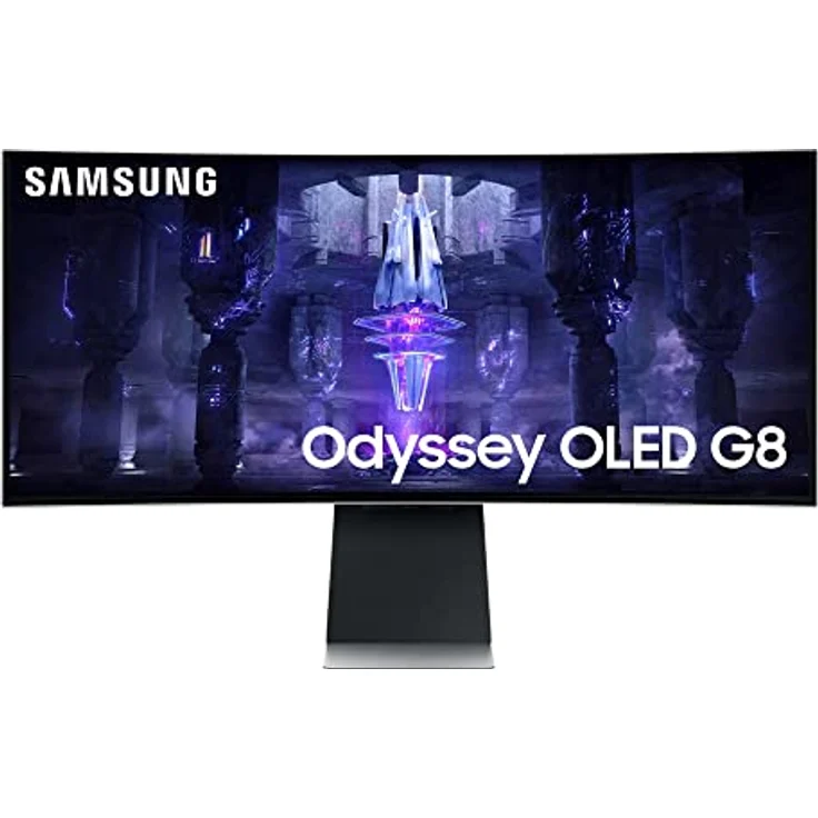Samsung Odyssey OLED G8 Gaming Monitor S34BG850SU, 34 Zoll, OLED-Panel, UWQHD-Auflösung, FreeSync Premium, 0,03 ms (G/G) Reaktionszeit, Bildwiederholrate 175 Hz, Silber – Bild 1