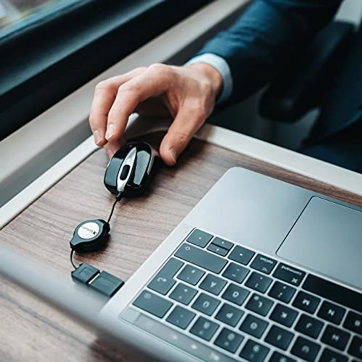 Verbatim Go-Mini optische Travel-Maus, kleine Computermaus mit einziehbarem Kabel, USB-A, USB-Maus mini mit 1000 dpi, für Laptop, Notebook, PC und MAC, kompaktes Design, schwarz – Bild 5