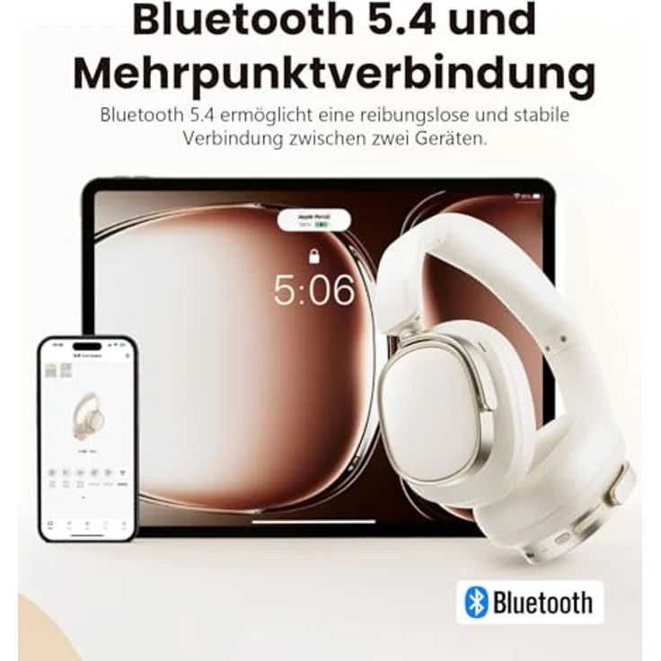 Edifier ES850NB, Kabellose Over-Ear-Kopfhörer mit Geräuschunterdrückung, Hi-Res Audio, 92h Spielzeit, Bluetooth 5.4, KI-Anrufgeräuschreduzierung – Elfenbein – Bild 5