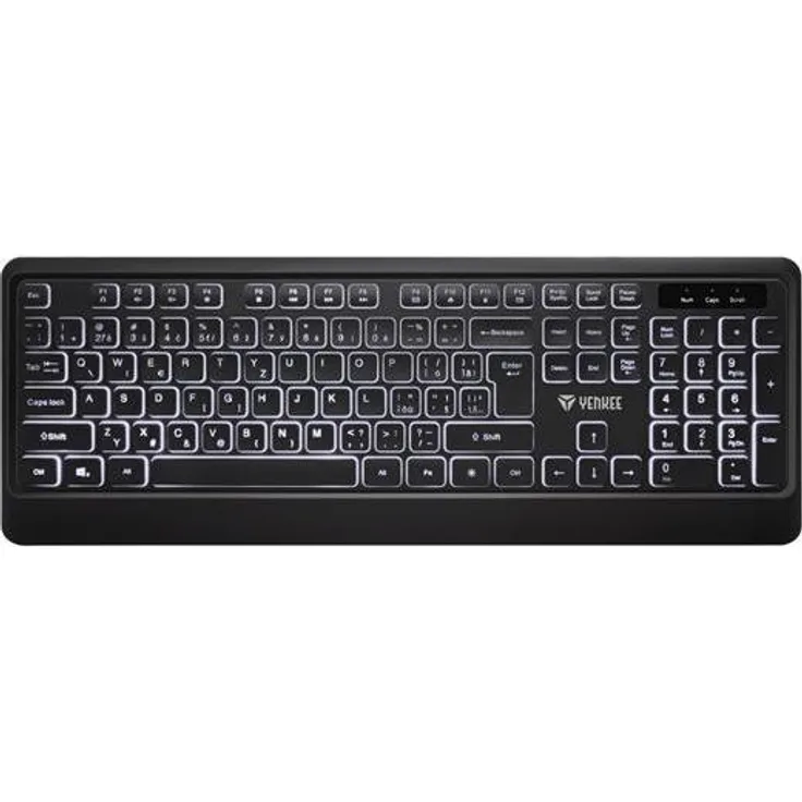 YENKEE YKB 2001, Ergonomische USB-Tastatur mit Hintergrundbeleuchtung, leise und flache Tasten, weiß