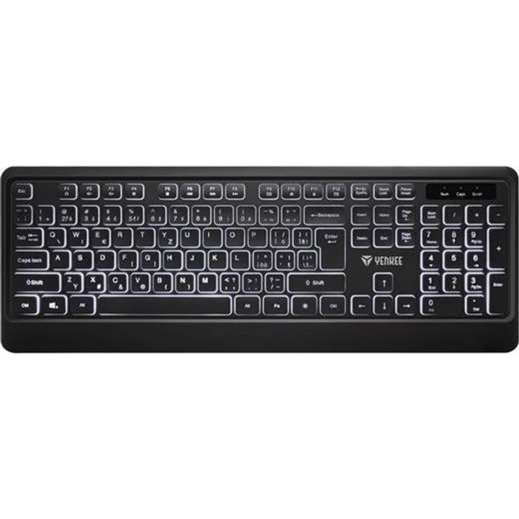 YENKEE YKB 2001, Ergonomische USB-Tastatur mit Hintergrundbeleuchtung, leise und flache Tasten, weiß
