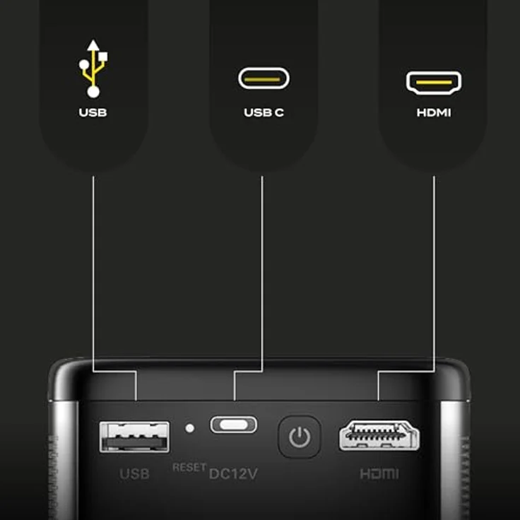 Overmax MULTIPIC 8.1 Beamer (5000 lm, 10,000:1, 3840 x 2160 - 4K px, Android/4K/Wi-Fi/USB-C/8000mAh-Mobiler/Touchpad/30 -200) - Tragbarer Business-Beamer mit 4K-Auflösung und 5000 Lumen, Schwarz – Bild 5