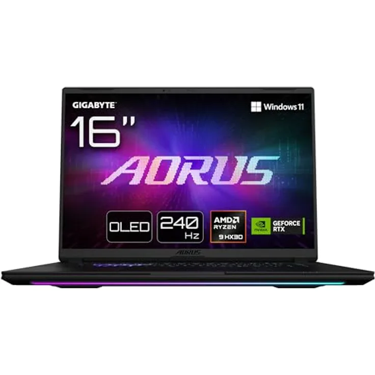 GIGABYTE AORUS MASTER 16 6YJM5DEE65SP, 16" QHD OLED 240 Hz, AMD Ryzen 9 9955X3D, 32GB RAM, 2TB SSD, NVIDIA GeForce RTX 5080, schwarz, Windows 11 Pro