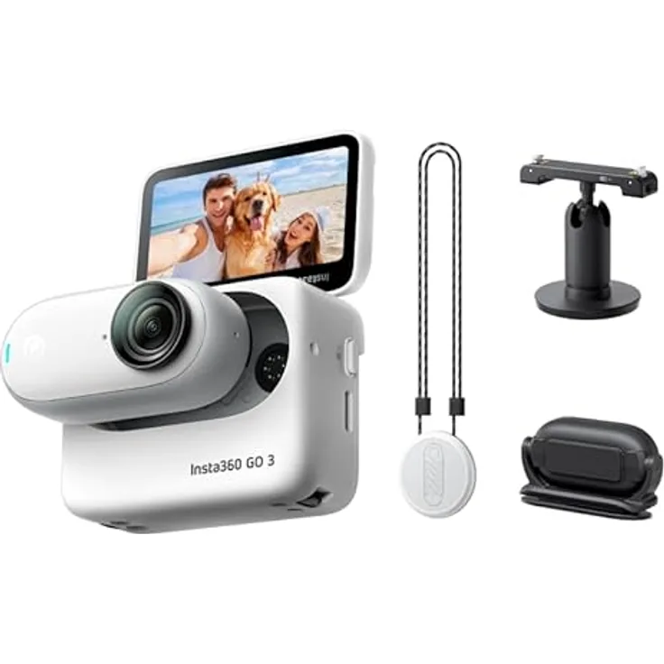 Insta360 GO 3 (64 GB) - Kleine & leichte Action-Kamera, tragbar & vielseitig, freihändige POVs, überall anbringbar, Stabilisierung, multifunktionaler Action Pod, wasserdicht, für Reisen, Sport, Vlogs