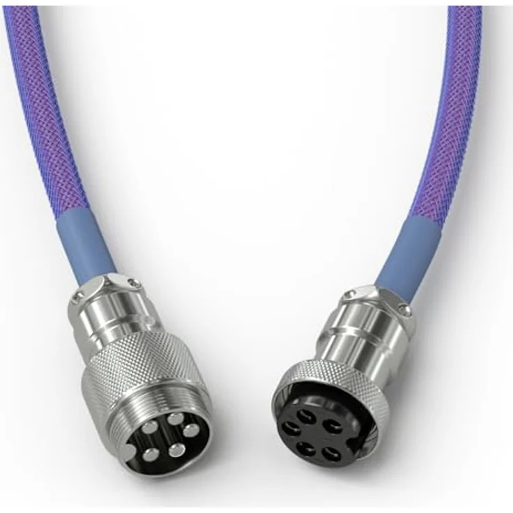 Glorious Gaming Premium Coiled Keyboard Cable - Vergoldetes USB-A (PC) auf USB-C (Tastatur), doppelt geflochtene Ummantelung, 5-poliger Aviator-Stecker - Nebula – Bild 5