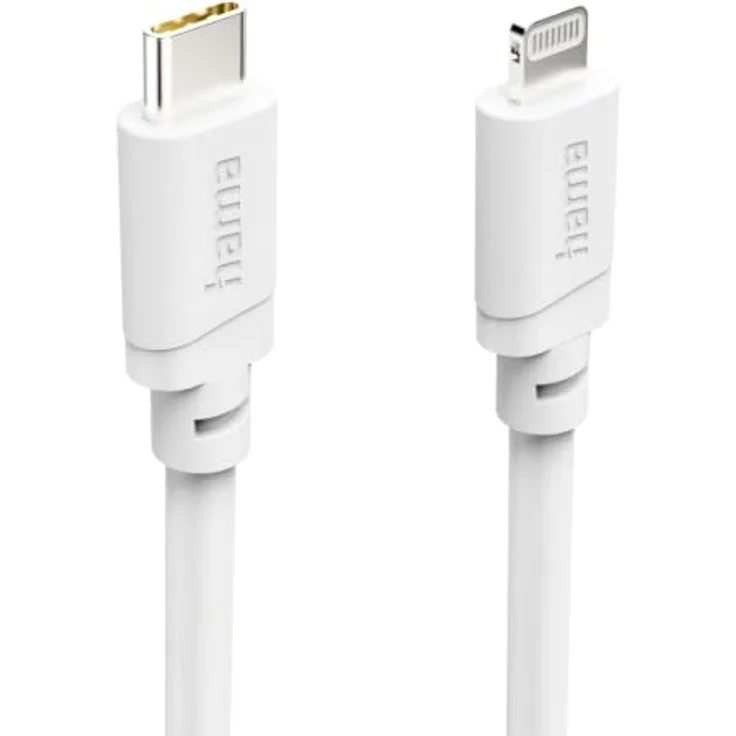 Hama USB-C auf Lightning Ladekabel, 1m, Schnellladen und High-Speed-Datenübertragung, für Apple, Weiß – Bild 1
