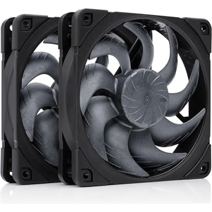 Noctua NF-A12x25 G2 PWM Sx2-PP chromax.black, Doppellüfter-Set für Push-Pull Anwendungen, vollständig schwarz mit Anti-Vibrationsbefestigungen – Bild 1