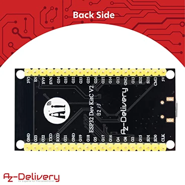AZDelivery ESP32S NodeMCU WLAN WiFi Development Board mit CH340, kompatibel mit Arduino, inklusive E-Book, leistungsstarker ESP32S-Microcontroller, Dual-Mode Wi-Fi und Bluetooth-Chips, 40nm Low-Power-Technologie – Bild 3