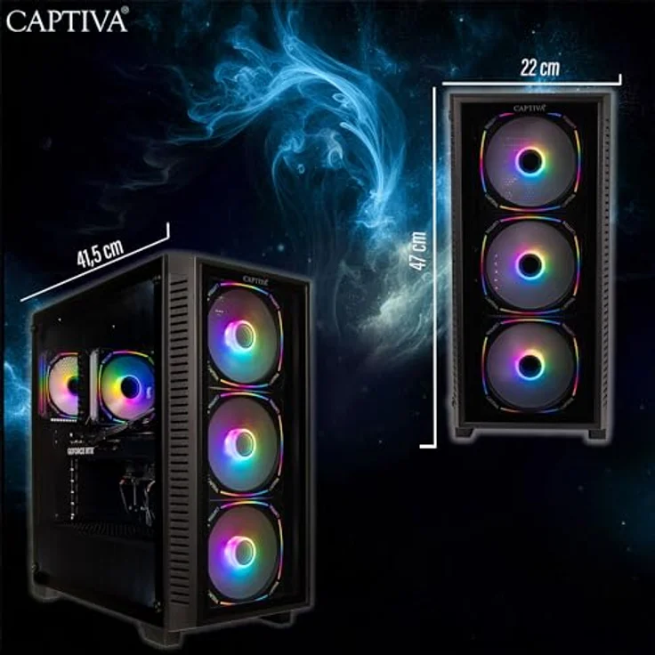 Captiva Advanced Gaming R91-526, Desktop-PC mit AMD Ryzen 7 5700X, 32GB DDR4 RAM, NVIDIA GeForce RTX 5060 8GB, 1TB SSD, Windows 11 Home, RGB-Beleuchtung – Bild 5
