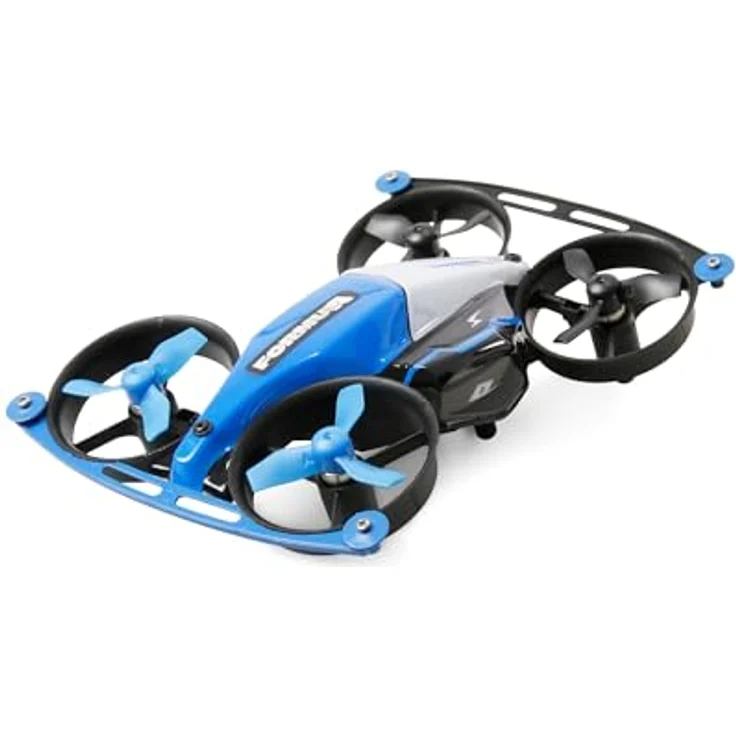 Amewi Formula Track Race Drohne, 2-in-1 Kombi mit Rennstrecke, 24 Teile, blau, RC ferngesteuert, schaltbare LED-Beleuchtung, drei Geschwindigkeitsstufen, Hindernisflug, Auto-Stabilisierung – Bild 1