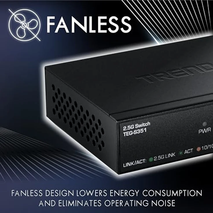 Trendnet TEG-S351 5-Port 2.5G Switch Netzwerk-Switch mit 25 Gbit/s Switching-Kapazität, lüfterlosem Design und wandmontierbarer Installation – Bild 5
