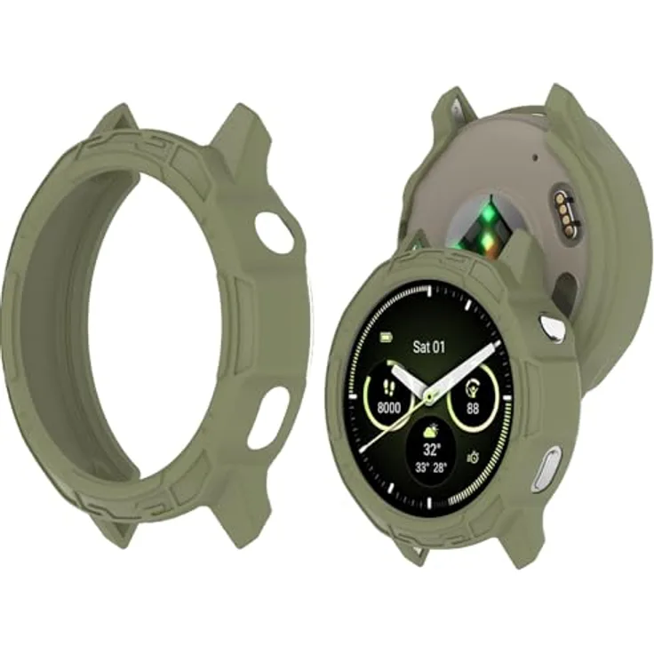 GIOPUEY Hülle für Garmin Venu 4 45mm, Premium TPU Silikon Schutz Case in grün, präzise Passform, stoßfest und kratzsicher
