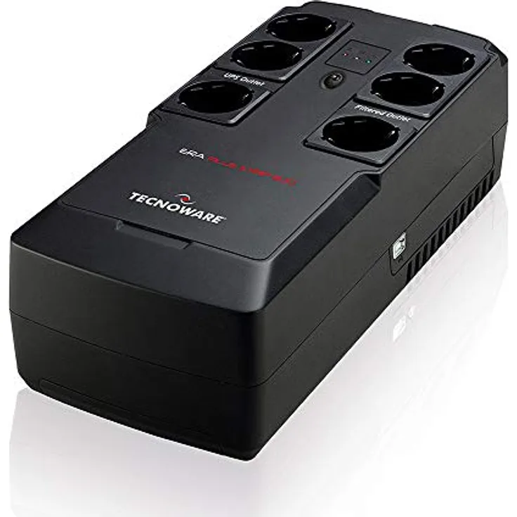 Tecnoware USV ERA PLUS STRIP 800 Unterbrechungsfreie Stromversorgung - 6 Schuko-Ausgänge - Autonomie bis zu 20 min mit 1 PC oder 60 min mit Modem Router - Leistung 800 VA