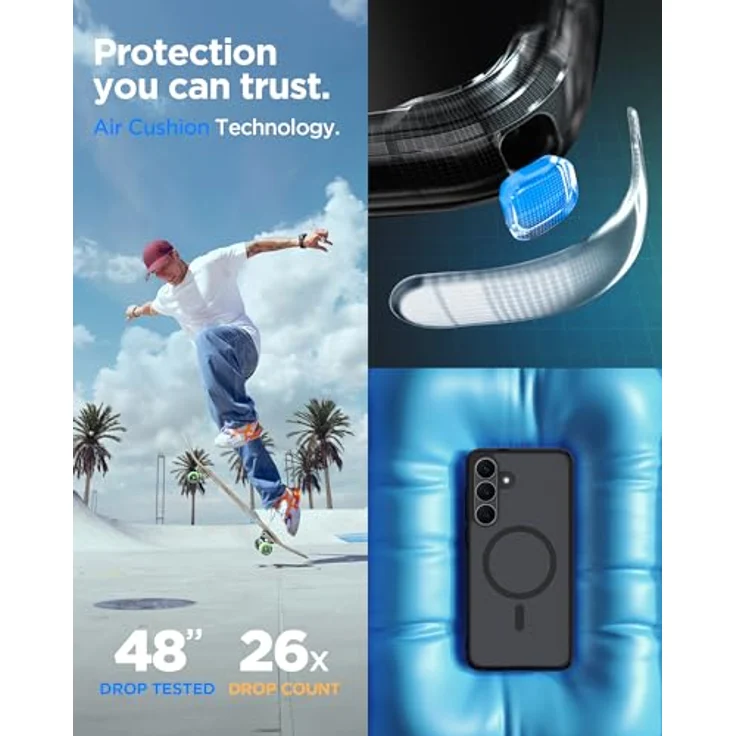 Spigen Ultra Hybrid MagFit Hülle für Samsung Galaxy S25 FE, Anti Vergilbung, kompatibel mit MagSafe, frost schwarz – Bild 4