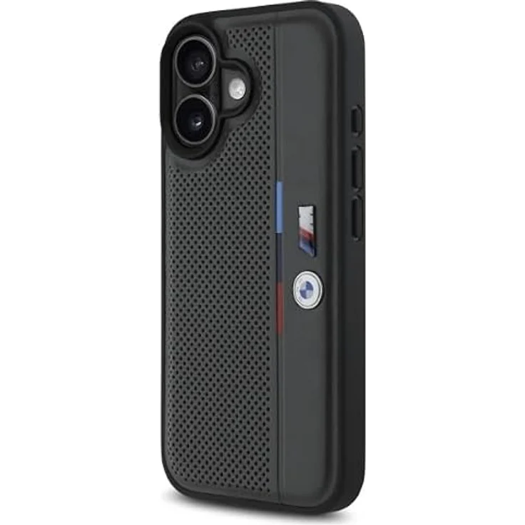 CG MOBILE Hülle für iPhone 16 6.1", Anthrazit Hardcase M Perforated Tricolor Detail Line, Kunstleder/PC/TPU – Bild 2