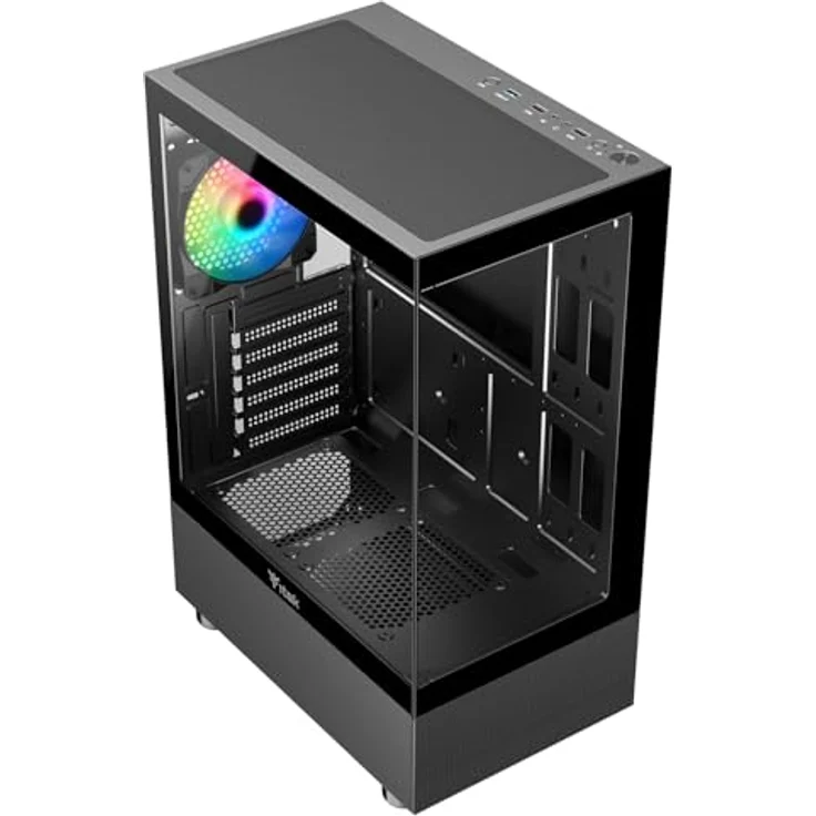 iTek SHOWBUI 33B, Gaming-Tower ATX mit 12-cm-ARGB-Lüfter, gehärtetem Glas, USB 3.0, schwarz – Bild 5