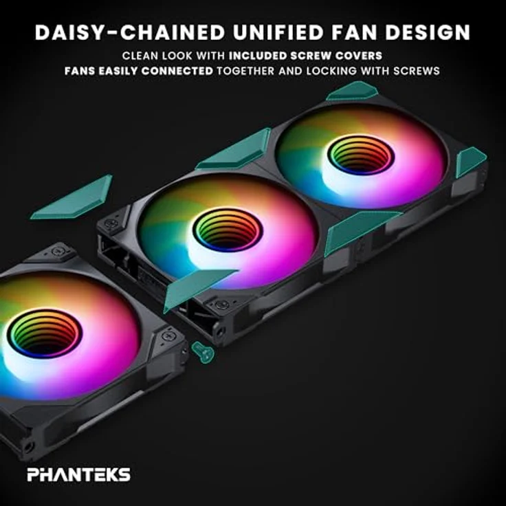 Phanteks M25 Gen2 PC Lüfter 120mm RGB 3er-Pack Schwarz | PWM Lüfter - hoher Airflow - Vibrationsarm - Leise – Bild 3