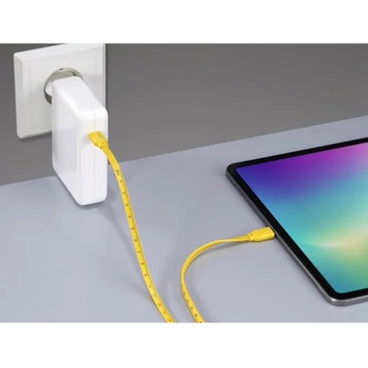 Renkforce USB-Kabel USB 2.0, USB-C® Stecker auf USB-C® Stecker, 1.00 m gelb mit metrischem Maß-Aufdruck – Bild 4