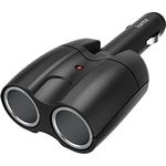 Hama Zigarettenanzünder Verteiler, Doppelstecker (12V Zigarettenanzünder Buchse, 2-fach, 12V Doppelstecker, Doppel Zigarettenanzünder, Gelenkstecker, 180°, Auto Zubehör, Kfz Verteilerdose) schwarz