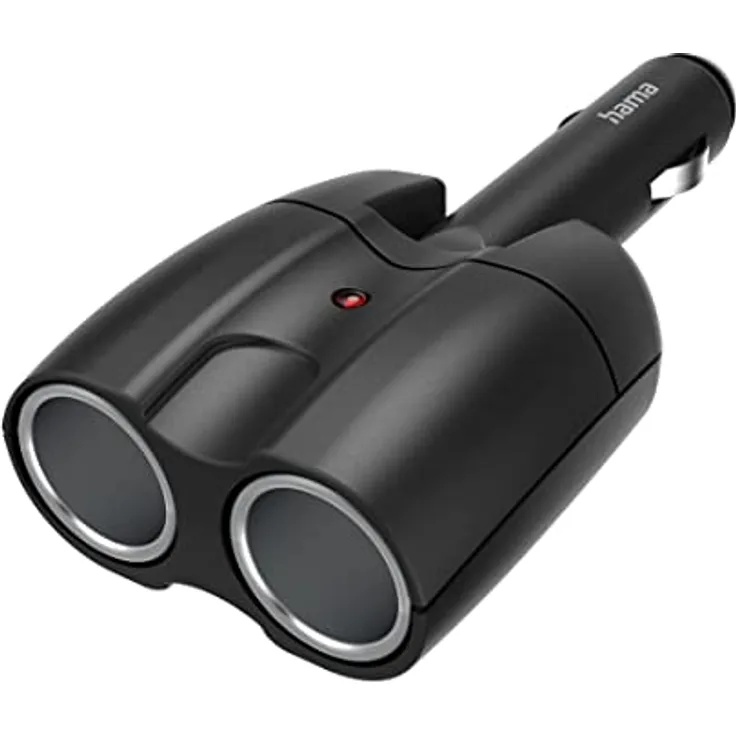 Hama Zigarettenanzünder Verteiler, Doppelstecker (12V Zigarettenanzünder Buchse, 2-fach, 12V Doppelstecker, Doppel Zigarettenanzünder, Gelenkstecker, 180°, Auto Zubehör, Kfz Verteilerdose) schwarz