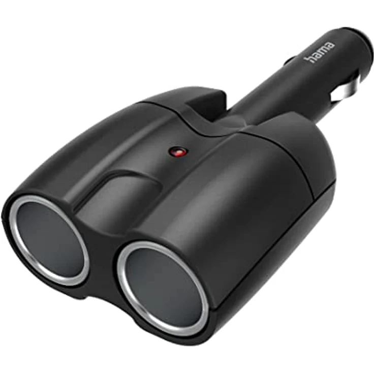 Hama Zigarettenanzünder Verteiler, Doppelstecker (12V Zigarettenanzünder Buchse, 2-fach, 12V Doppelstecker, Doppel Zigarettenanzünder, Gelenkstecker, 180°, Auto Zubehör, Kfz Verteilerdose) schwarz – Bild 1
