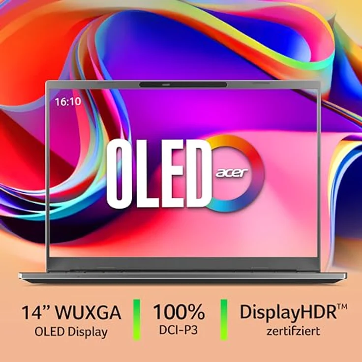 Acer Aspire 14 AI OLED (A14-61M-R8XZ), 14 Zoll WUXGA OLED Laptop, AMD Ryzen AI 5 330, 16 GB RAM, 1 TB SSD, AMD Radeon 820M, Windows 11, QWERTZ Tastatur, Silber – Bild 3