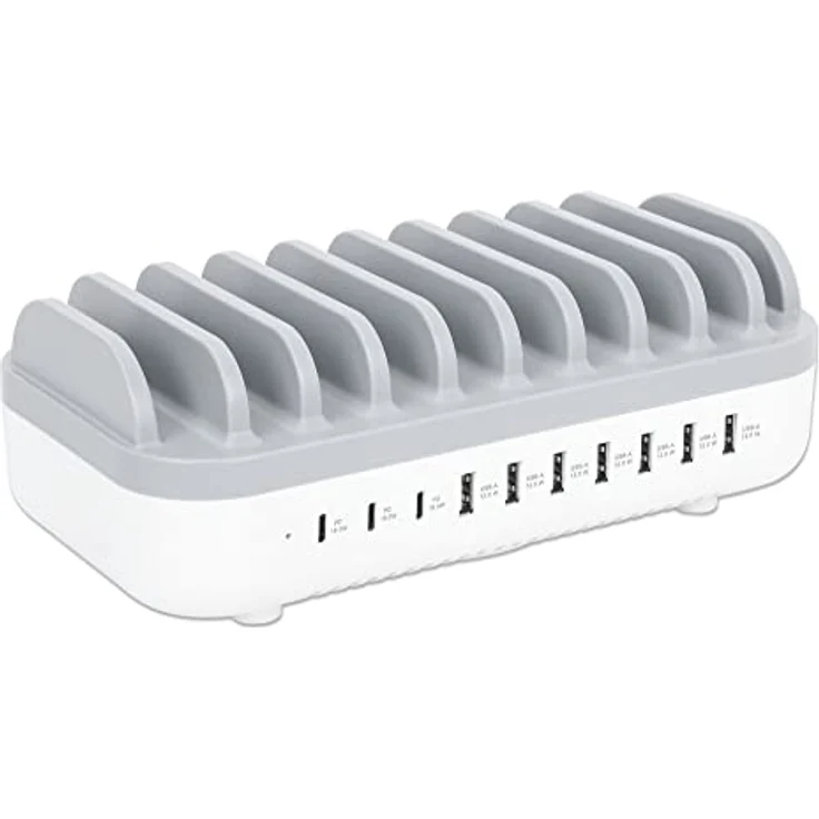 Manhattan 10-Port USB Power Delivery-Ladestation 120 W weiß/grau – Bild 1